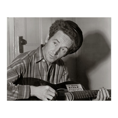 Digitally Restored and Enhanced 1943 Woody Guthrie Photo Print - Vintage Portrait Photo of Woody Guthrie Playing Guitar - Woody Guthrie Old Poster Photo