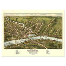 Load image into Gallery viewer, 1878 Gardiner & Pittston Maine Map Poster - Vintage Map of Gardiner City and Pittston Kennebec County Maine Wall Art Print