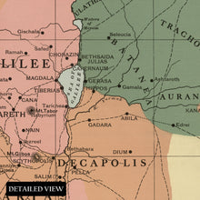 Load image into Gallery viewer, Digitally Restored and Enhanced 1912 Palestine Map Print - Vintage Map of Palestine in the Time of Jesus Christ - Historic Holy Land Map Poster Wall Art