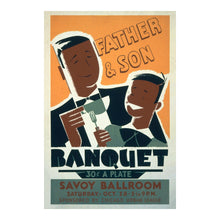 Cargar imagen en el visor de la galería, Digitally Restored and Enhanced 1939 Chicago Urban League Father Son Banquet WPA Federal Art Project Poster - Depression Era Art Deco - Archival Reproduction