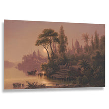 Load image into Gallery viewer, Digitally Restored and Enhanced 1875 Moonlight Scene on the Nile Egypt Victorian Orientalist Print - Egyptomania Era Landscape Art - Archival Reproduction