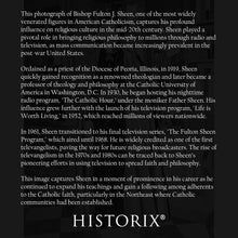 Cargar imagen en el visor de la galería, Digitally Restored and Enhanced 1952 Bishop Fulton J Sheen Photo Print - Vintage Photo of Bishop Fulton Sheen Poster