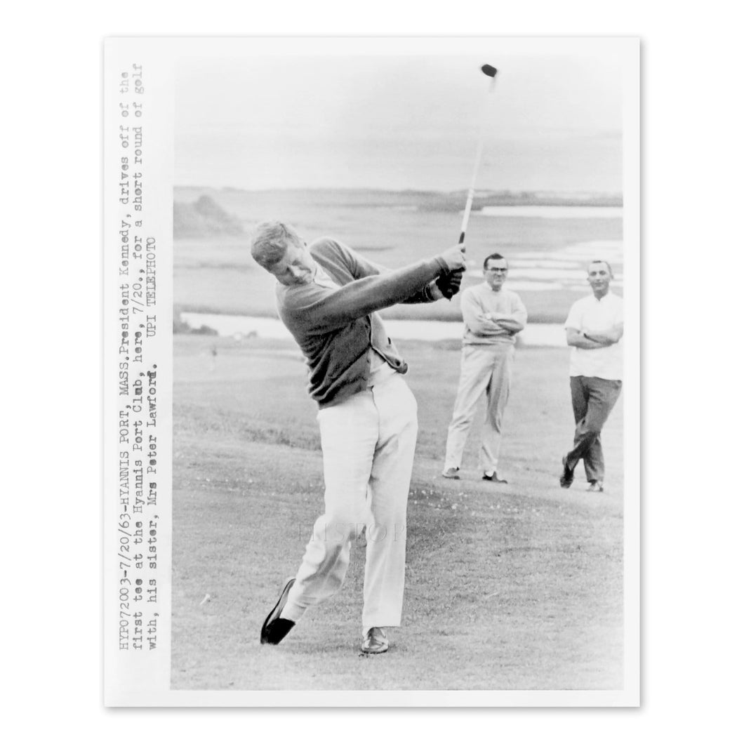 Digitally Restored and Enhanced 1963 John F Kennedy Poster Photo - Old Photo of American President John F Kennedy Playing Golf at Hyannis Port Wall Art