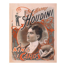 Load image into Gallery viewer, Digitally Restored and Enhanced 1895 Harry Houdini King of Cards Magic Poster - Victorian Era Magician - Entertainment History Art - Archival Reproduction