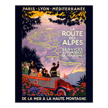 Load image into Gallery viewer, 1920 La Route des Alpes Print - French Alps Travel Poster - PLM Railway Art Deco Tourism - Archival Print