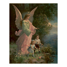 Cargar imagen en el visor de la galería, Digitally Restored and Enhanced 1914 Guardian Angel Print - Children Flowers Religious Devotional - Pre-War European Spiritual - Archival Print