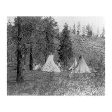 Load image into Gallery viewer, Digitally Restored and Enhanced 1910 In the Mountains Spokane Print - Indigenous Washington Pacific Northwest - Plateau Encampment - Archival Print