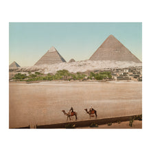 Load image into Gallery viewer, Digitally Restored and Enhanced 1890 Egypt Print - El Kafr Village Giza Pyramids - Cairo Ancient Landscape Victorian Era - Archival Print