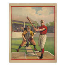 Cargar imagen en el visor de la galería, Digitally Restored and Enhanced 1895 Baseball Poster - Gilded Age Americas Pastime - Batter Pitcher Diamond Sports History - Archival Print