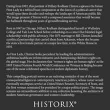 Cargar imagen en el visor de la galería, Digitally Restored and Enhanced 1992 Hillary Rodham Clinton Print - First Lady Portrait - Political Pioneer Women's Leadership - Archival Print