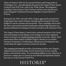 Cargar imagen en el visor de la galería, Digitally Restored and Enhanced 1940 Oregon Winter Sports Carnival Print - White House Good Will Tour - Mt. Hood Ski Tourism Era - Archival Print