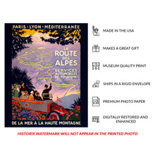 Load image into Gallery viewer, 1920 La Route des Alpes Print - French Alps Travel Poster - PLM Railway Art Deco Tourism - Archival Print