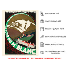 Cargar imagen en el visor de la galería, 1927 Le Tour du Mont Blanc Print - Roger Broders PLM Railway - Alps Art Deco Chamonix Tourism - Archival Print