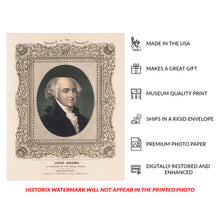 Cargar imagen en el visor de la galería, Digitally Restored and Enhanced 1846 John Adams Portrait - Second President Founding Father - Philadelphia Presidential Series - Archival Print