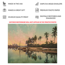 Load image into Gallery viewer, Digitally Restored and Enhanced 1900 Miami River Print - Florida Sunset Palm Trees - Tropical Paradise Detroit Photochrom Tourism - Archival Print