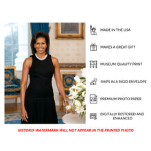 Load image into Gallery viewer, Digitally Restored and Enhanced 2009 Michelle Obama Print - First Lady Official Portrait - White House African American History - Archival Print
