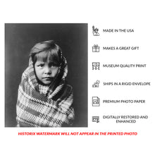 Cargar imagen en el visor de la galería, Digitally Restored and Enhanced 1905 Navaho Child Portrait Print - Navajo Indigenous Southwest - Desert Childhood Photography - Archival Print