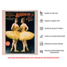 Load image into Gallery viewer, 1894 Aladdin Jr Theater Poster Print - Ballerinas Arabian Nights - Gilded Age Victorian Ballet - Archival Print