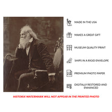 Load image into Gallery viewer, 1881 Walt Whitman Print - American Poet Portrait - Leaves of Grass Literary Heritage Victorian - Archival Print