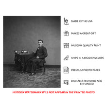 Load image into Gallery viewer, Digitally Restored and Enhanced 1870 Thomas Edison Print - Young Inventor Portrait Brady-Handy - Phonograph Pioneer Gilded Age - Archival Print