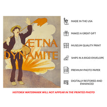 Load image into Gallery viewer, Digitally Restored and Enhanced 1895 Aetna Dynamite Advertisement - Industrial Explosives - Gilded Age Mining Railroad - Archival Print