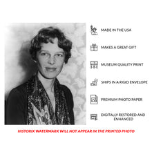 Cargar imagen en el visor de la galería, Digitally Restored and Enhanced 1928 Amelia Earhart Print - Aviatrix Portrait Transatlantic Flight Pioneer - Golden Age Aviation - Archival Print