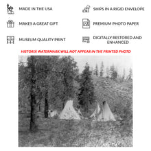 Load image into Gallery viewer, Digitally Restored and Enhanced 1910 In the Mountains Spokane Print - Indigenous Washington Pacific Northwest - Plateau Encampment - Archival Print