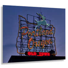 Cargar imagen en el visor de la galería, Digitally Restored and Enhanced 2018 Portland Oregon Sign Print - Neon Landmark Burnside Bridge - Willamette River Old Town - Archival Print
