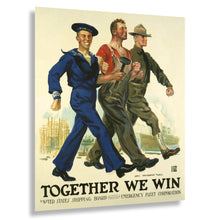 Cargar imagen en el visor de la galería, 1918 WWI Patriotic Poster - Together We Win Allied Unity - World War I Home Front Propaganda - Archival Print