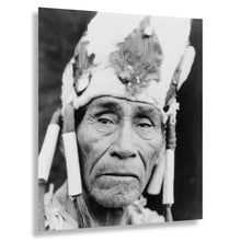 Load image into Gallery viewer, Digitally Restored and Enhanced 1923 Klamath Headdress Portrait Print - Indigenous Oregon Ceremonial Regalia - Pacific Northwest - Archival Print