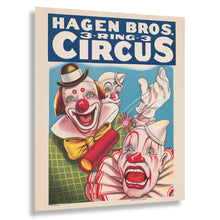 Cargar imagen en el visor de la galería, Digitally Restored and Enhanced 1900 Hagen Bros Circus Poster - Three Ring Show - Gilded Age American Traveling Entertainment - Archival Print