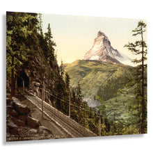 Load image into Gallery viewer, 1890 Matterhorn Print - Gornergrat Railway Swiss Alps Valais - Belle Epoque Alpine Tourism - Archival Print