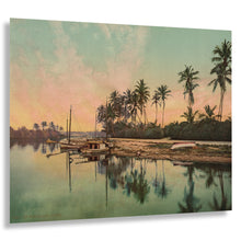 Load image into Gallery viewer, Digitally Restored and Enhanced 1900 Miami River Print - Florida Sunset Palm Trees - Tropical Paradise Detroit Photochrom Tourism - Archival Print