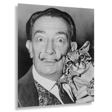 Cargar imagen en el visor de la galería, Digitally Restored and Enhanced 1965 Salvador Dali Photo - Surrealist Artist with Ocelot - St Regis Hotel New York Portrait - Archival Print