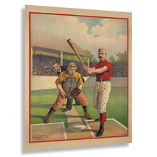 Cargar imagen en el visor de la galería, Digitally Restored and Enhanced 1895 Baseball Poster - Gilded Age Americas Pastime - Batter Pitcher Diamond Sports History - Archival Print