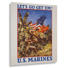 Cargar imagen en el visor de la galería, Digitally Restored and Enhanced 1942 US Marines Poster - Lets Go Get Em WWII Recruitment - Pacific Theater Military Propaganda - Archival Print