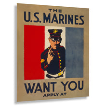 Cargar imagen en el visor de la galería, Digitally Restored and Enhanced 1917 WWI Marines Recruitment Poster - The US Marines Want You - World War I Military Propaganda - Archival Print