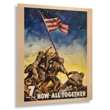 Cargar imagen en el visor de la galería, Digitally Restored and Enhanced 1945 Seventh War Loan Poster - Now All Together WWII Treasury Bond - Home Front Victory Campaign - Archival Print