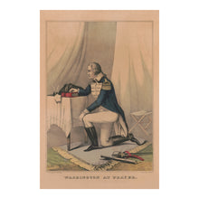 Cargar imagen en el visor de la galería, Digitally Restored and Enhanced 1840 Washington at Prayer Print - Revolutionary War Currier Ives - Patriotic Founding Father - Archival Print