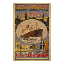 Load image into Gallery viewer, 1925 Atlantic Transport Line Print - SS Minnekahda Ocean Liner - London New York Transatlantic - Archival Print