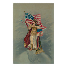 Cargar imagen en el visor de la galería, Digitally Restored and Enhanced 1890 Lady Columbia Print - American Flag Globe - Gilded Age Patriotic Americana Symbol - Archival Print
