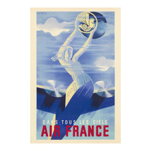 Load image into Gallery viewer, Digitally Restored and Enhanced 1935 French Aviation Print - Dans Tous les Ciels - Art Deco Winged Victory Golden Age Airline - Archival Print