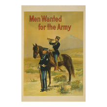 Cargar imagen en el visor de la galería, Digitally Restored and Enhanced 1910 Army Cavalry Recruitment Poster - Men Wanted Soldier on Horseback - Pre WWI Equestrian Military - Archival Print