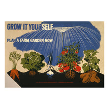 Load image into Gallery viewer, Digitally Restored and Enhanced 1941 WWII Victory Garden Poster - Grow It Yourself Farm Garden - World War II Home Front - Archival Print