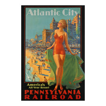 Load image into Gallery viewer, 1936 Atlantic City Print - Pennsylvania Railroad Travel Poster - Art Deco Boardwalk New Jersey - Archival Print