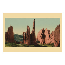 Load image into Gallery viewer, Digitally Restored and Enhanced 1898 Cathedral Spires Print - Garden of the Gods Colorado Springs - Western Geological Formation - Archival Print
