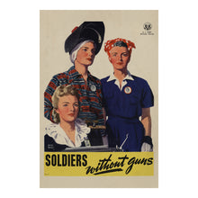Load image into Gallery viewer, Digitally Restored and Enhanced 1944 WWII Womens Land Army Poster - Soldiers Without Guns - World War II Home Front Propaganda - Archival Print