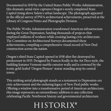 Load image into Gallery viewer, Digitally Restored and Enhanced 1939 Oregon State Capitol Print - Salem Art Deco Architecture - PWA New Deal Depression Era - Archival Print
