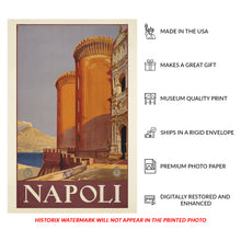 Load image into Gallery viewer, 1920 Napoli Print - ENIT Italy Travel Poster - Mount Vesuvius Bay of Naples Mediterranean - Archival Print