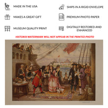 Load image into Gallery viewer, Digitally Restored and Enhanced 1932 Captain Kidd Print - New York Harbor 1690s - Privateer Maritime Colonial Seafaring History - Archival Print
